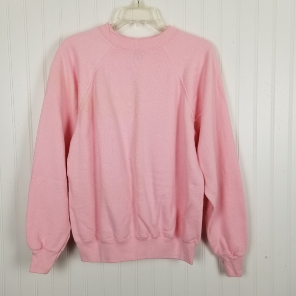 Vintage 90s USA Tultex Blank Crew Neck Sweatshirt Pink Adult Medium Cotton Blend - Picture 2 of 11